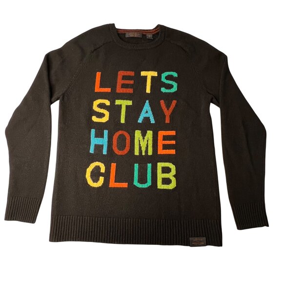 Scotch & Soda M  ‘Let’s stay home club’ sweater Comfortable Stretch Black - Picture 1 of 16
